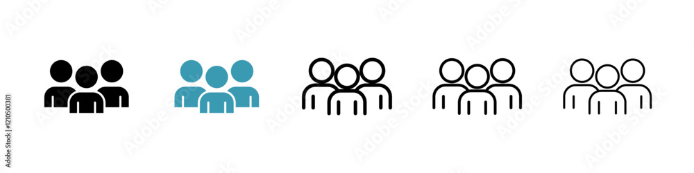 People group icons in black and blue set People group icons in black and blue set