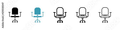 Office chair icons in black and blue set