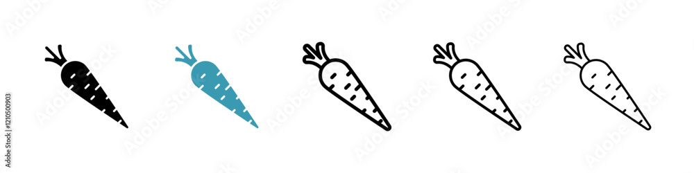 Carrot icons set in black filled and stroke line style Carrot icons set in black filled and stroke line style