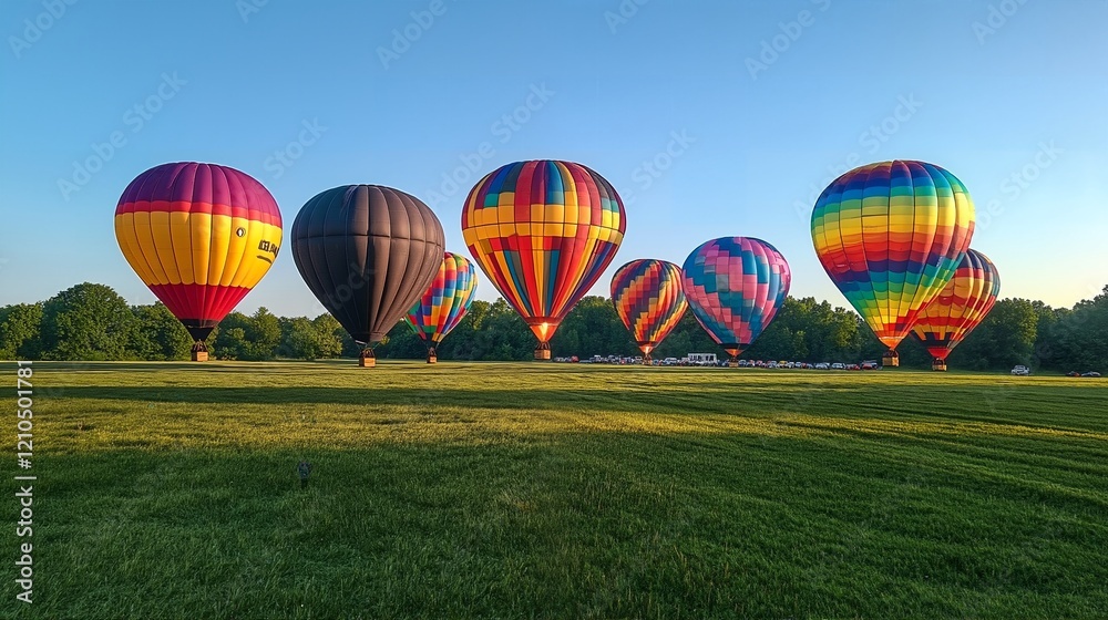 Naklejka premium Hot air balloons at sunrise.