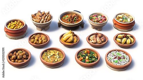 Delightful Biryani 4-Piece Game Asset Icons - Minimalist