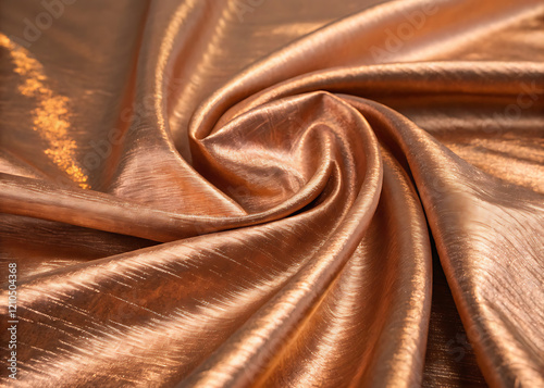 Matte copper foil texture with a shiny, grainy, sanded metal finish photo