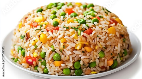 Fried Rice Food with Vegetables on White Background