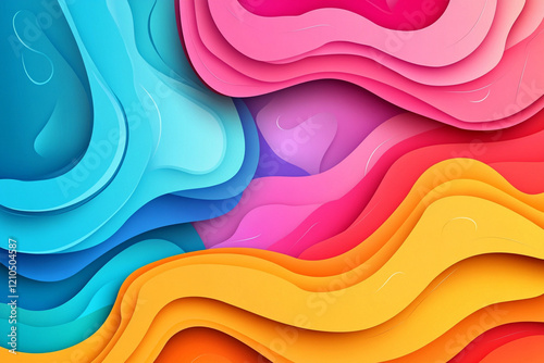 Colorful Abstract Layers with Flowing Shapes and 3D Design