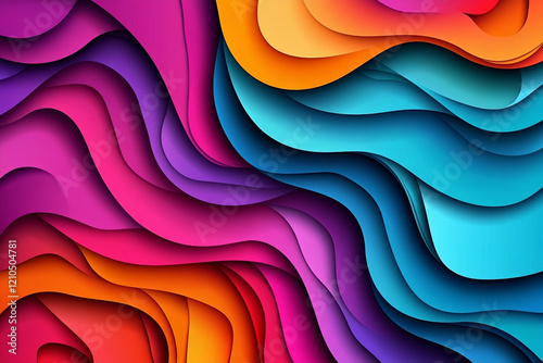 Stunning Paper Cut-Inspired Abstract Design in Bold Bright Colors