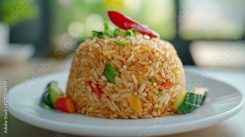 Fried Rice Food with Vegetables on White Background