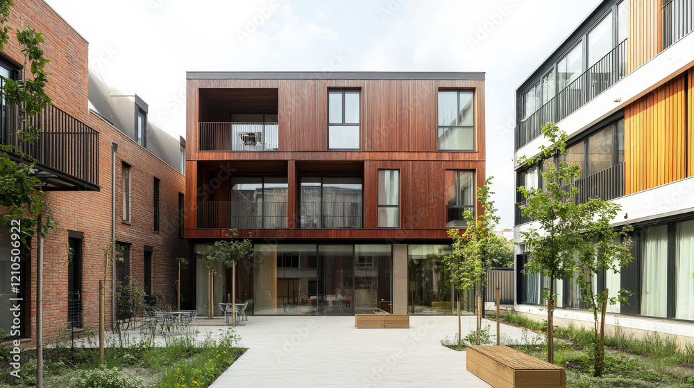 Fototapeta premium Contemporary Courtyard with Modern Architecture
