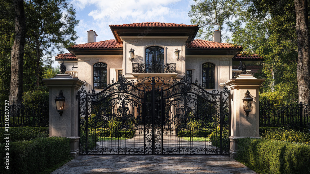 Luxurious Villa Behind Wrought Iron Gates
