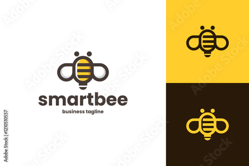 clever bee logo vector