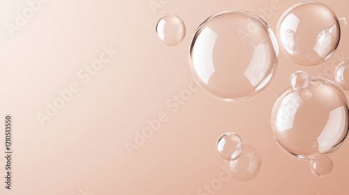 Wallpaper Mural Translucent bubbles with polished metallic cores glow warmly, set against a smooth gradient backdrop, capturing the essence of premium skincare innovation.. Torontodigital.ca