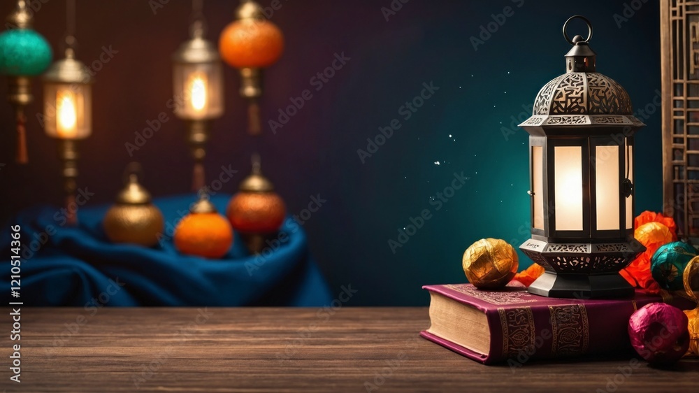 Ramadan Banner Design background, colourful lantern lamp and dates with Quran, 2025 Eid Mubarak and Ramadan Kareem concept 3d image, Islamic new year image, copy space Ramadan Banner Design background, colourful lantern lamp and dates with Quran, 2025 Eid Mubarak and Ramadan Kareem concept 3d image, Islamic new year image, copy space