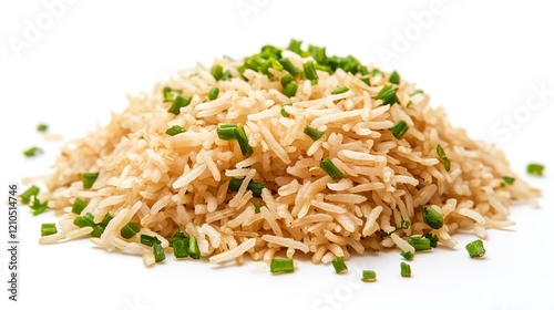 Biryani Rice with Mushrooms Isolated on White Background
