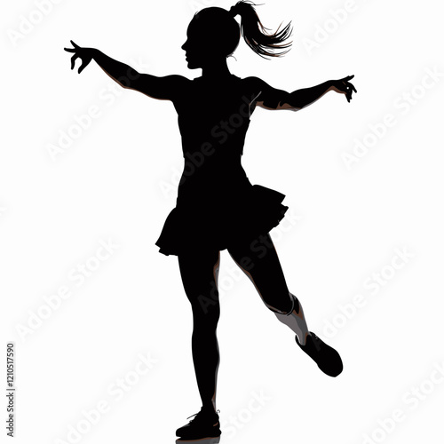 Silhouette of a female dancer in a dynamic pose