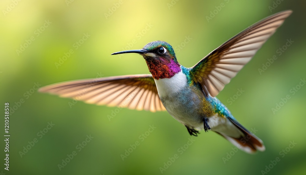 Fototapeta premium Stunning Hummingbird in Flight Green Nature Background