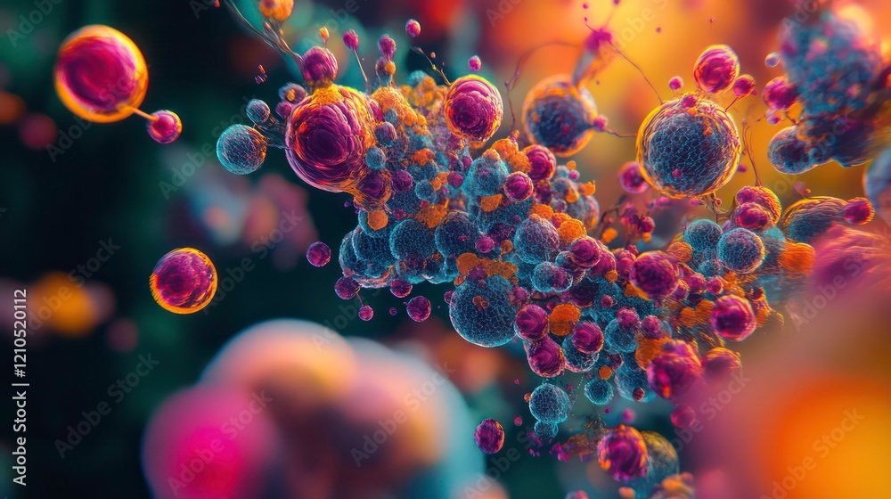 Abstract colorful spheres, vibrant bubbles, dynamic cluster, glowing orbs, interconnected, 3D render. Abstract colorful spheres, vibrant bubbles, dynamic cluster, glowing orbs, interconnected, 3D render.