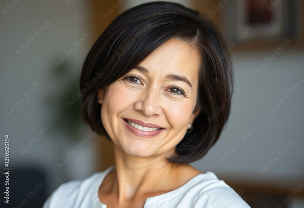 Woman with short hair in a calm environment Woman with short hair in a calm environment
