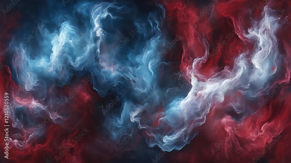 Obraz premium Abstract swirling nebula red blue cosmic clouds