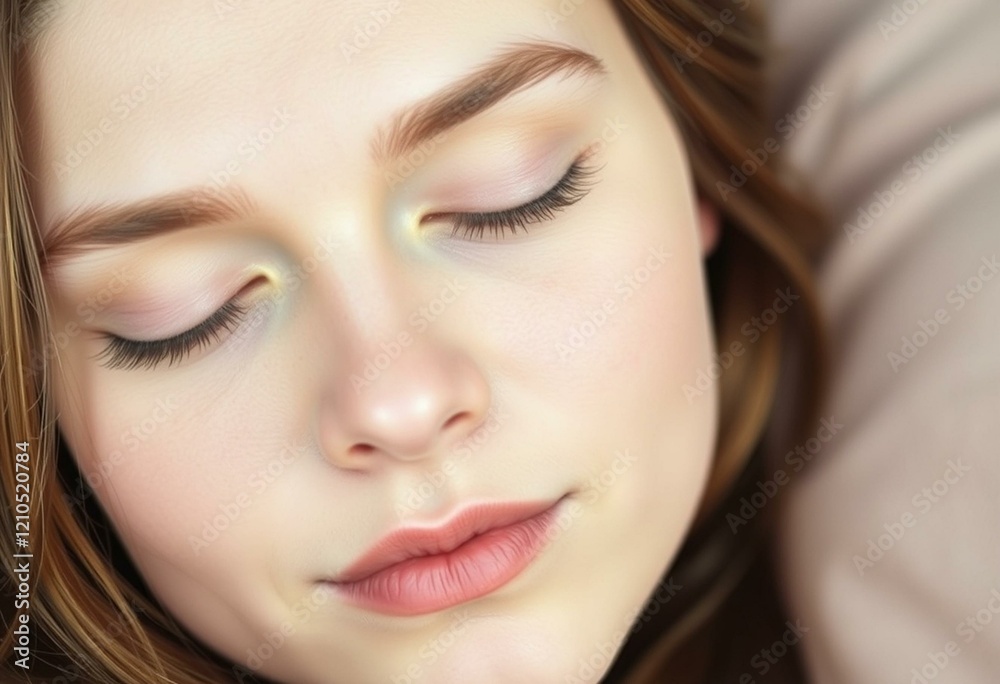 Fototapeta premium Sleeping female portrait with a relaxed expression