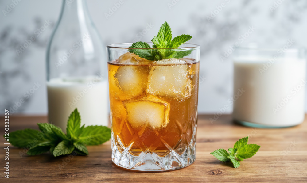 Mint Julep with Bourbon, Mint, Sugar, and Water Mint Julep with Bourbon, Mint, Sugar, and Water