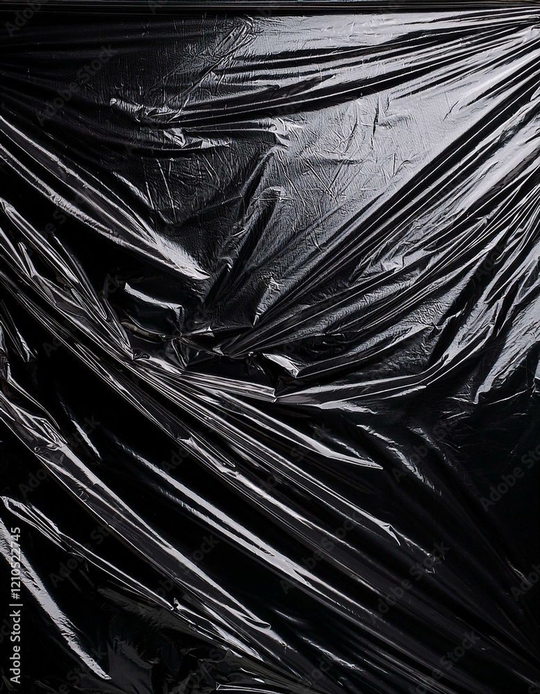 Obraz premium Wrinkled plastic texture on black