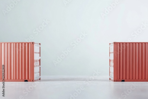 Efficient exchange of goods between two countries illustrated through minimalist red shipping containers photo