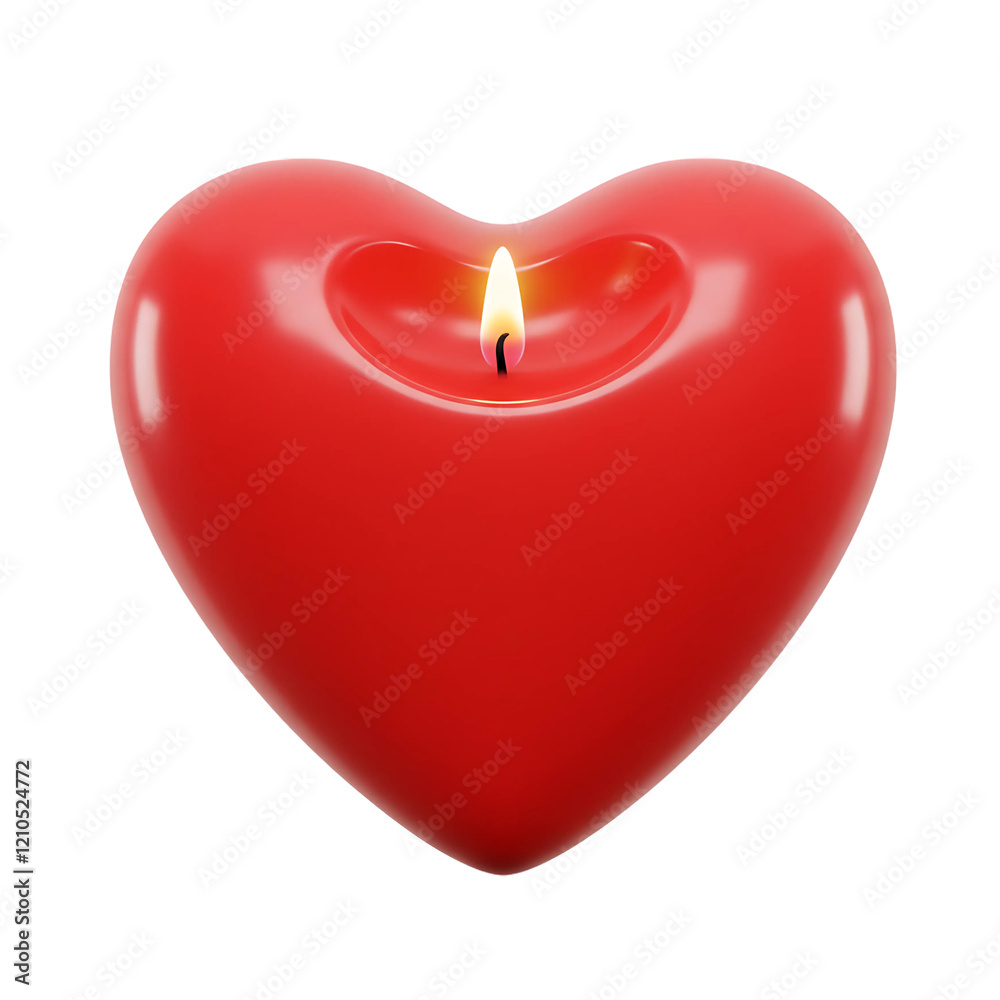 3D Heart-Shaped Candle with Vibrant Red Wax and Burning Flame Cutout 3D Heart-Shaped Candle with Vibrant Red Wax and Burning Flame Cutout