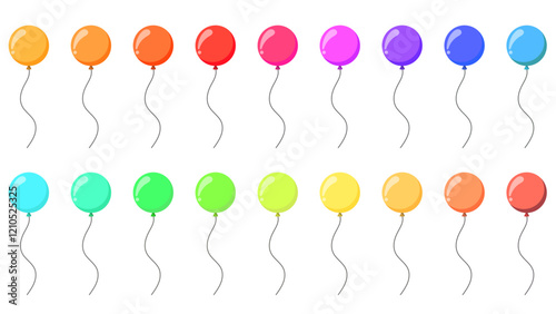 Colorful balloons vector set, isolated on white background, Flat Modern design, illustration Vector EPS 10 