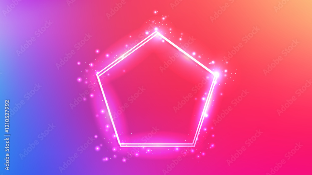 Neon double frame with shining effects and sparkles Neon double frame with shining effects and sparkles