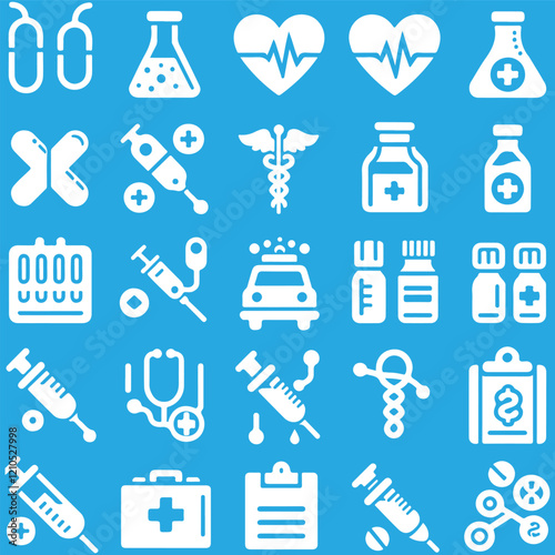 Set Medical silhouette vector icon, Medical Icon, Silhouette.