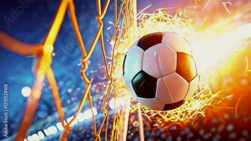 soccer ball on the net