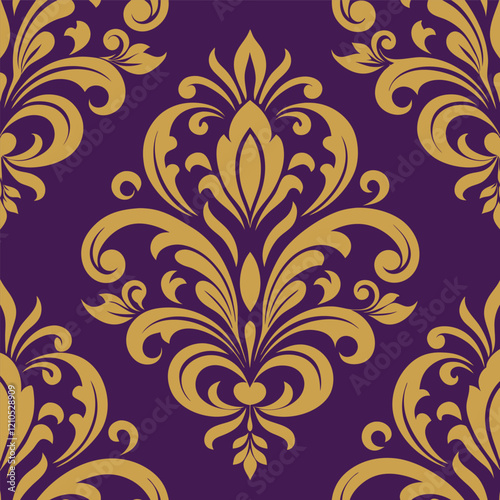 Luxury Damask Ornament Pattern Design Vector.
