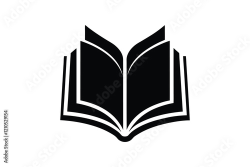 open book silhouette, open book silhouette vector, book illustration isolated  