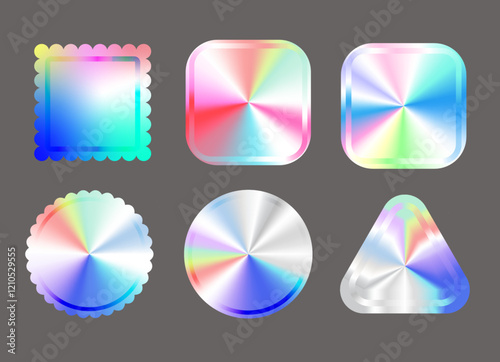 Holographic sticker vector set