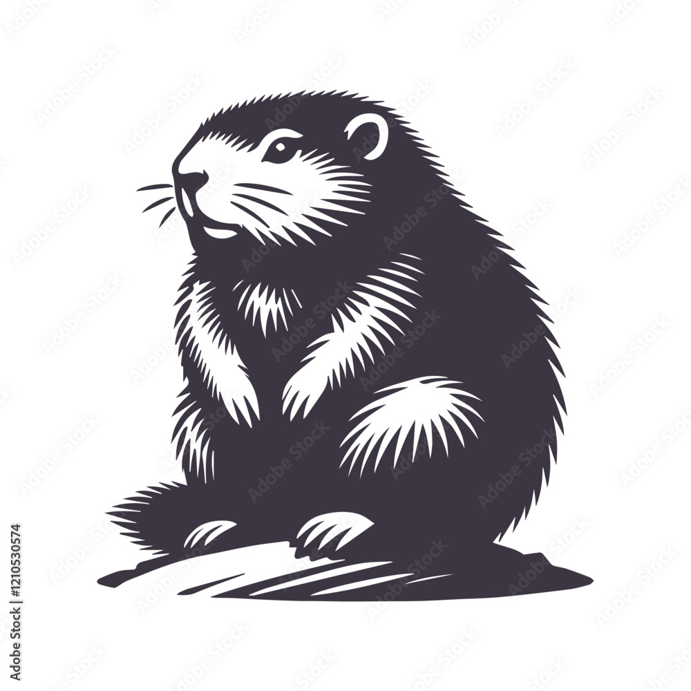 Fototapeta premium Groundhog Day Silhouette Graphic Template