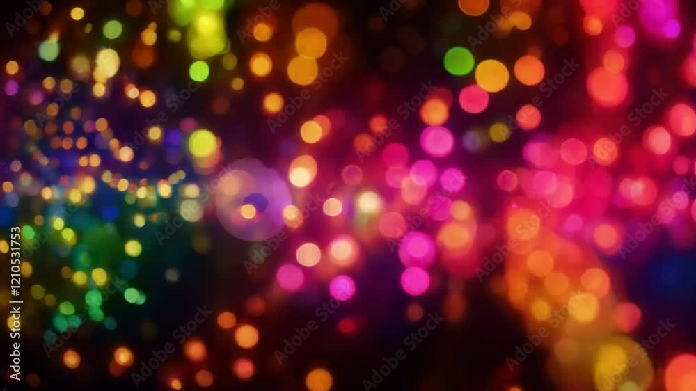 multicolored bokeh lights on a dark backdrop