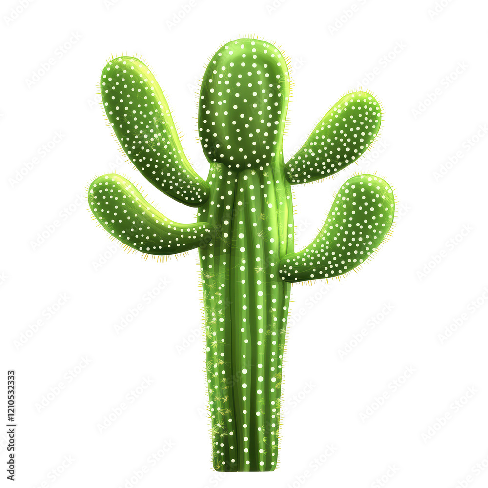 Isolated Green Cactus with White Dots Isolated Green Cactus with White Dots