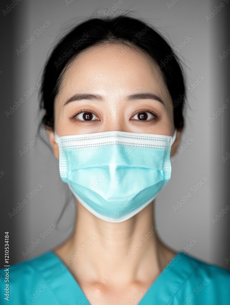 Sleek Healthcare Aesthetics Determined Asian Female Nurse in Blue Scrubs - Essential Workers Day and Spring Health Campaign Promotion for Hospital Marketing Sleek Healthcare Aesthetics Determined Asian Female Nurse in Blue Scrubs - Essential Workers Day and Spring Health Campaign Promotion for Hospital Marketing