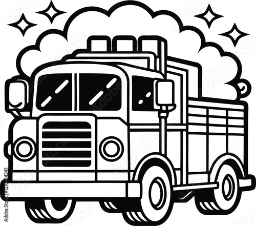 Firetrucks symbolize hope, delivering life-saving assistance in the most critical of moments and line art.