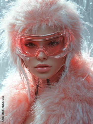 Futuristic Fuzzy Pink Fashion Headgear photo