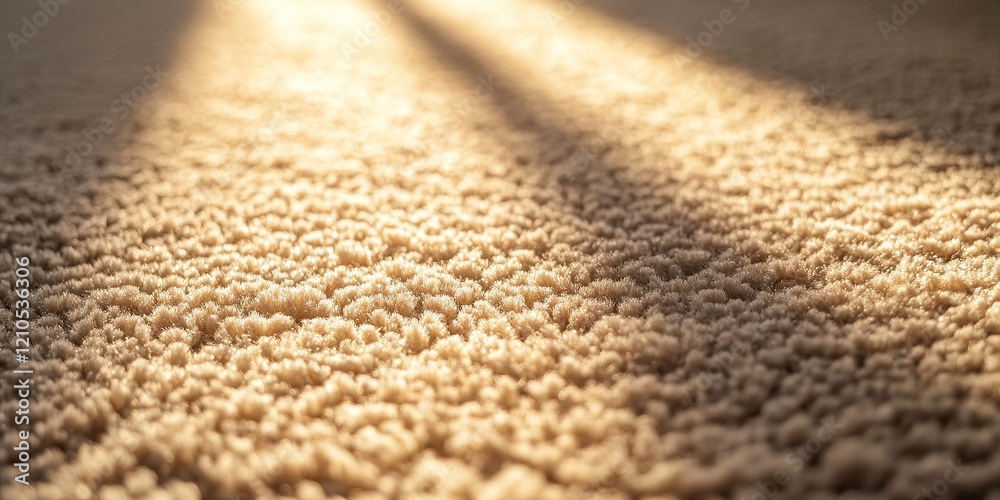 A close-up of the texture and softness of a carpet, illuminated by warm sunlight A close-up of the texture and softness of a carpet, illuminated by warm sunlight