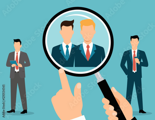 Job search, employee finding new job, career opportunity, employment or recruitment, applicant or candidate search online website concept, businessman magnifying glass searching for new job.