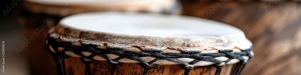 Close-up of Djembe Drum Head and Rims Close-up of Djembe Drum Head and Rims