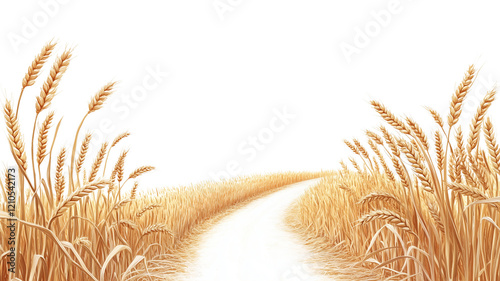 A serene country road with a slight incline isolated on transparent background (2)