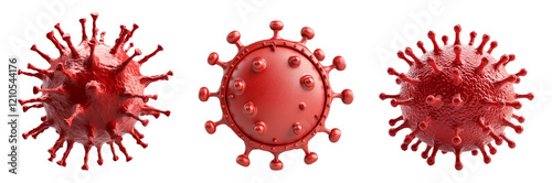 Three isolated virus illustrations on a transparent background for educational use