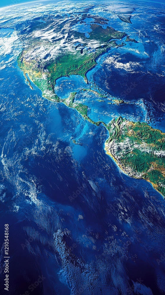 Obraz premium Focused view of the Pacific Ocean with nearby landmasses like Australia, New Zealand, and scattered island chains such as Polynesia, showcasing its vastness.