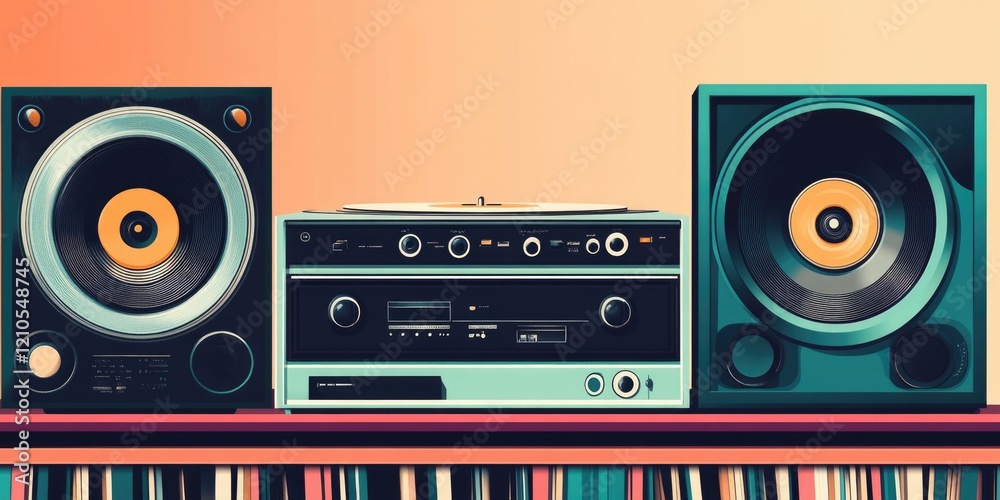 Fototapeta premium Timeless Retro Vinyl Album Cover Art with Distinct Labels and Iconic Design