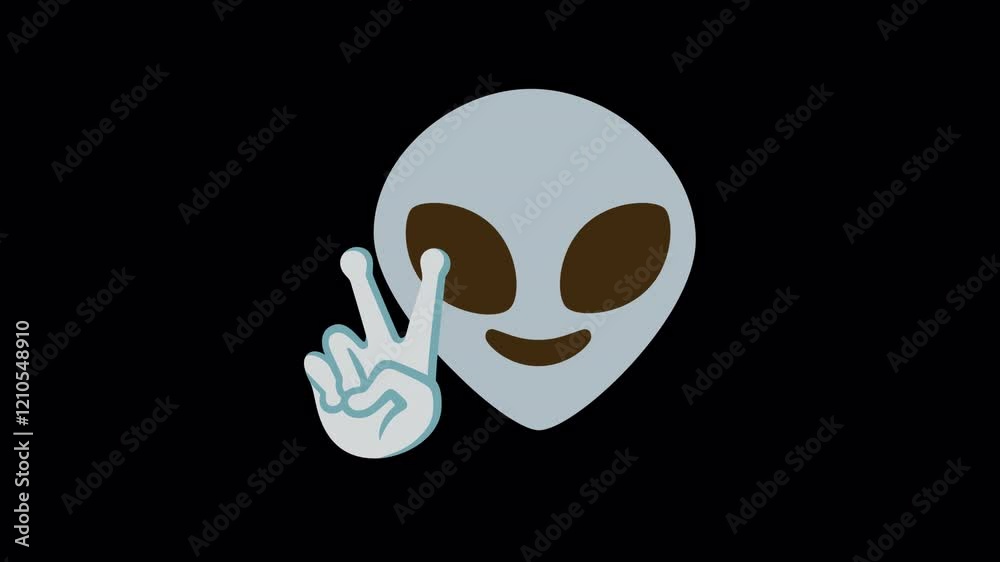 Alien emoji 4K animation. Transparent background. Animated emoticon on ...