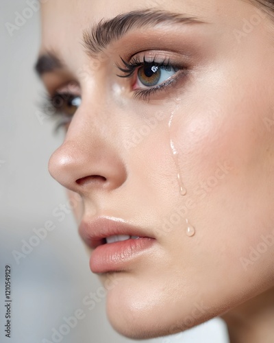 A close-up of an eye with tears rolling down the cheek. The image conveys a sense of sadness and vulnerability.