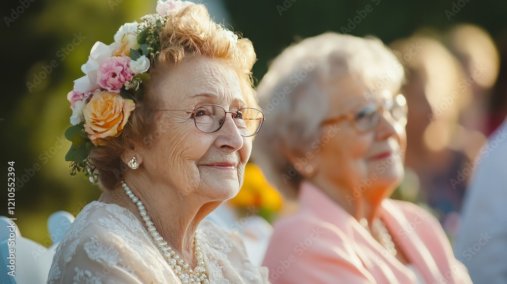 cute and smiling flower grannies at the wedding, 16:9 cute and smiling flower grannies at the wedding, 16:9