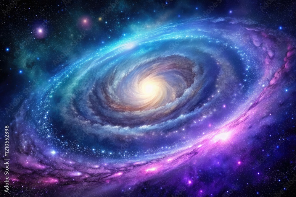 Cosmic galaxy wallpaper featuring a spiral galaxy with purple, blue and silver hues, universe, interstellar medium, starfield Cosmic galaxy wallpaper featuring a spiral galaxy with purple, blue and silver hues, universe, interstellar medium, starfield